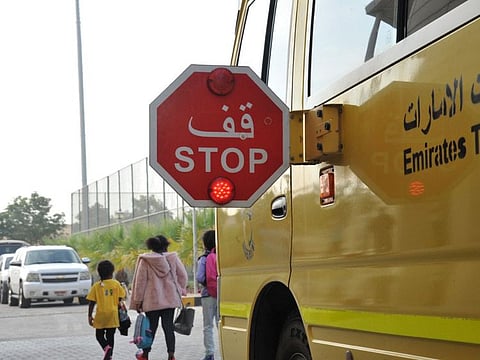 Stop sign for other motorists. Supplied by Abu Dhabi Police.