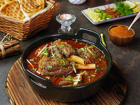 Nihari is either slow-cooked beef, lamb, mutton or camel meat on the bone with spices
