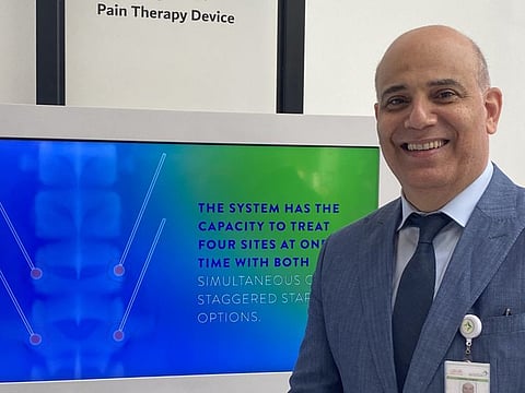 Dr Salah Al Ali, consultant of anaesthesia and pain medication and head of pain medicine centre at Rashid Hospital, explained the fast therapy at Arab Health 2022 in Dubai on Wednesday