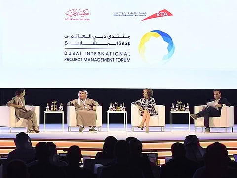 Mattar Al Tayer, director general and chairman of the Board of Executive Directors at Roads and Transport Authority (RTA), during a panel discussion titled ‘Sustainability and Mobility Projects’ at the 7th Dubai International ProjectManagement Forum (DIPMF), organised by RTA, on Thursday at Expo 2020 Duba