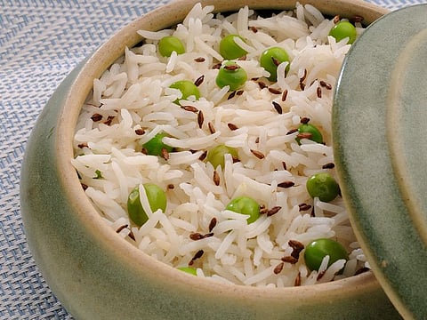 Green peas pulao or matar pulao recipe. Image used for illustrative purpose only