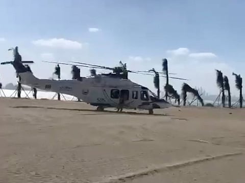 A team of paramedics was dispatched on a Dubai Police helicopter to airlift the sick woman to Rashid Hospital from World Islands in Dubai.