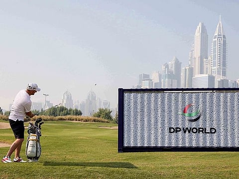 Scotland’s Marc Warren chips into the DP World container