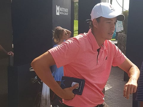 Josh Hill relaxes after his round at the Dubai Desert Classic