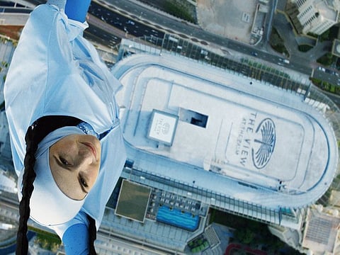 Zahra Lari suspended 250m high, above The Next Level observation deck on The Palm Jumierah