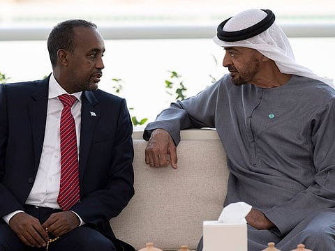 Shekh Mhamed Bin Zayed with Mohamed Hussein Roble, Prime Minister of Somalia.