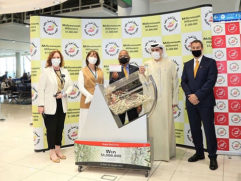 The latest Dubai Duty Free (DDF) Millennium Millionaire draw held at Terminal 2 of Dubai International Airport on Wednesday..