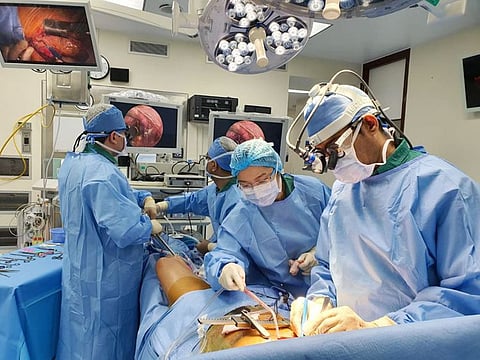 During the patient’s aorta replacement, blood was reperfused to the other arteries in the brain, intestines, kidneys and heart.