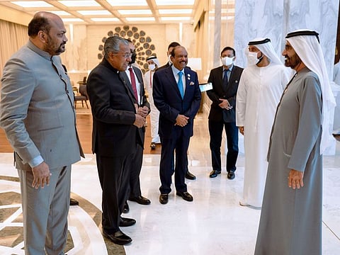 Sheikh Mohammed bin Rashid during a meeting with Pinarayi Vijayan, Kerala Chief Minister at Expo 2020 Dubai on Wednesday.