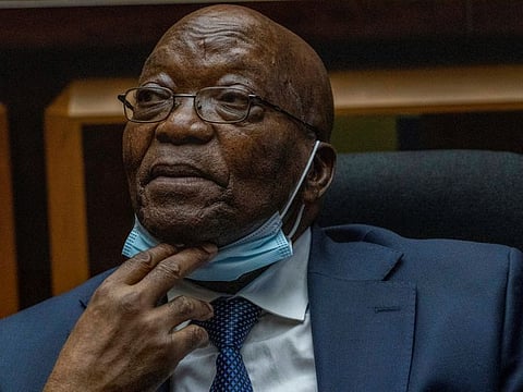 Former South African President Jacob Zuma appears at the High Court in Pietermaritzburg, South Africa, January 31, 2022.