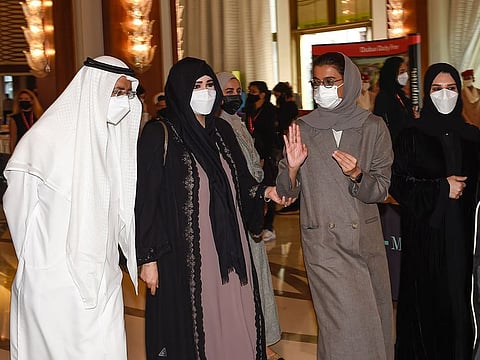 Sheikha Latifa bint Mohammed bin Rashid Al Maktoum, Chairperson of Dubai Culture and Arts Authority, Noura bint Mohammed Al Kaabi, UAE Minister of Culture and Youth and Mohammad Ahmad Al Murr at the Emirates Airline Festival of Literature.