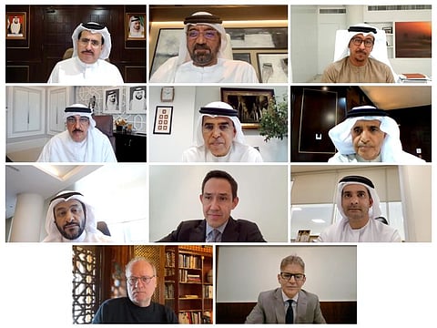 Key officials at the 68th online meeting of the Dubai Supreme Council of Energy.