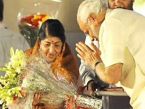 Lata Mangeshkar and Indian Prime Minister Narendra Modi