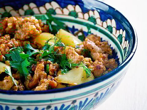 The Urdu word kheema comes from the Turkic word qiyma meaning ‘minced meat’. It could also have come from the Farsi word qeyme, which also means minced meat