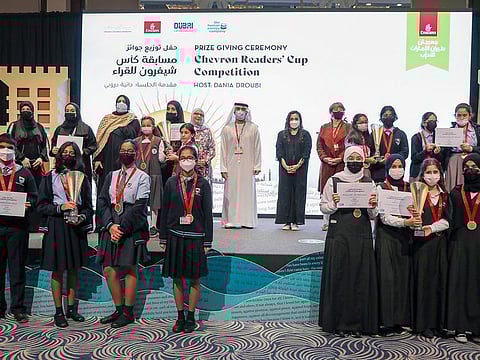 Chevron Readers' Cup first place winners at Emirates LitFest in Dubai on Tuesday