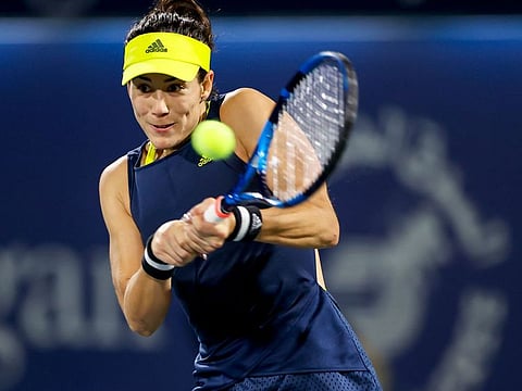 Garbine Muguruza on her way to winning the Dubai Tennis Championships title in 2021.