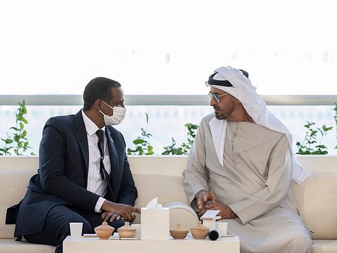 Sheikh Mohamed with eneral Mohamed Hamdan Dagalo, Deputy Chairman of the Sudan Sovereignty Council.