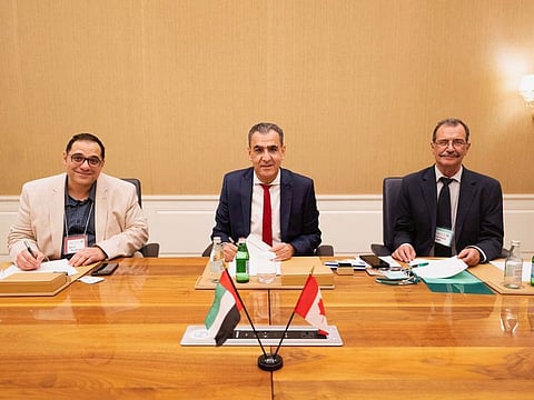 Tariq Al-IdrissI, Vice President, Finance and Administration, Trent University, Prof. Karim Chelli, President and Vice-Chancellor, CUD and Dr Mohammed Djeddi, Vice President, Academic, CUD