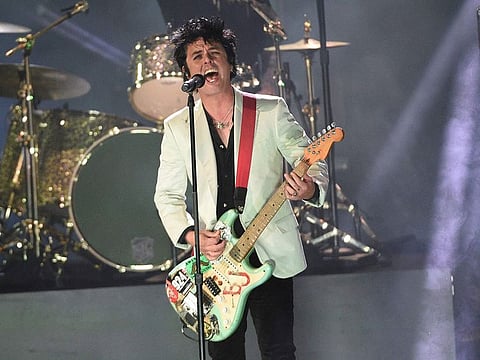 Billie Joe Armstrong, of Green Day, performs a medley at the American Music Awards on,Nov. 24, 2019, at the Microsoft Theater in Los Angeles.