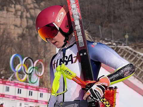 Mikaela Shiffrin after a training run at the 2022 Winter Olympics