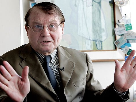 French scientist Luc Montagnier speaks during an interview on June 5, 2006 in Paris.