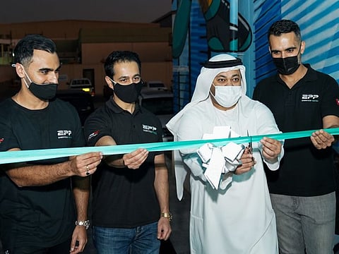 Mr. Ghazi Al Madani, Head of Private Establishment & Licensing Section, Dubai Sports Council, inaugurated the new padbol facility in Al Quoz, Dubai, with EmiratesPadPro founders Kabir, Hussein and Samir.