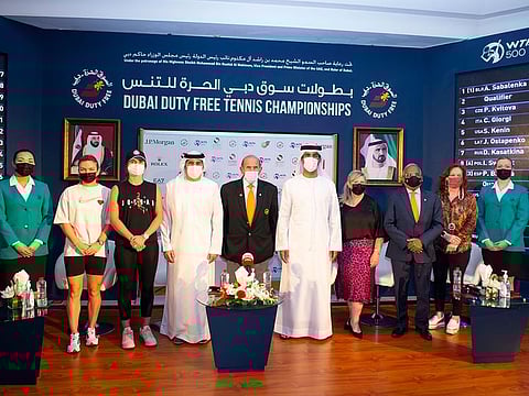 Colm McLoughlin and Salah Tahlak were present at the WTA DDFTC draw alongside Simona Halep and Elina Svitolina
