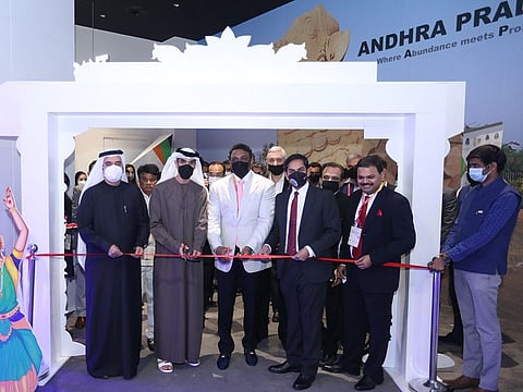 Officials from UAE and India opening Andhra Pradesh Week at India Pavilion at Expo 2020 Dubai