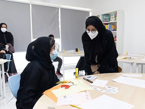 Sheikha Jawaher bint Mohammed Al Qasimi met with students at the centre to understand their needs