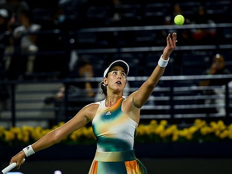 Garbine Muguruza in action at DDFTC