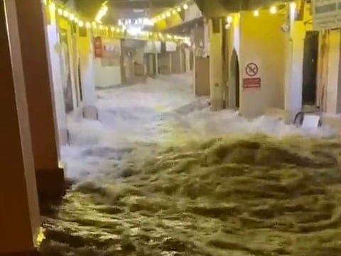 Videos of water gushing rapidly through the Muttrah Souq went viral within minutes.