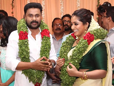 Dileep and Kavya Madhavan on their wedding day.