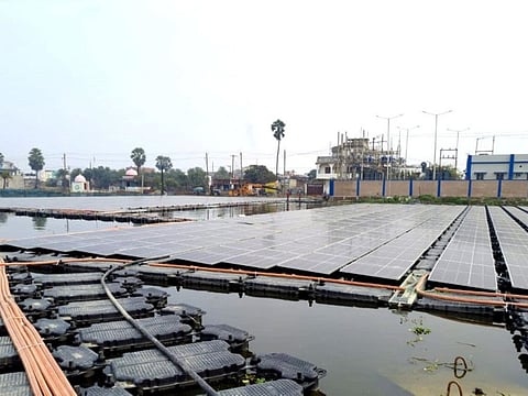 The first floating solar power plant in Bihar.