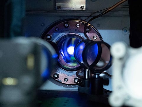 A strontium atomic clock, one of the world's most accurate time-keeping pieces in the lab of Professor Jun Ye at the University of Colorado.