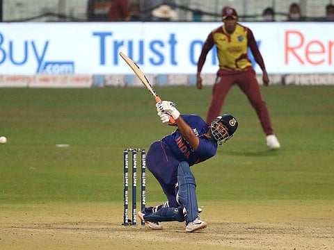 Rishabh Pant pulls off a trademark pull shot during his innings of 52 off 28 balls on Friday.