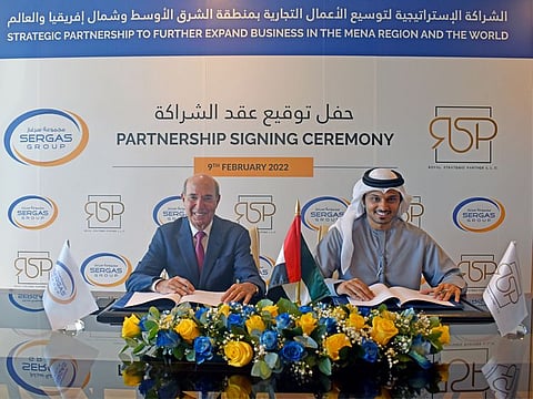 Mohamed Damak, CEO of SERGAS Group and Dr. Hamad Al Ali, CEO of Royal Strategic Partners at the signing ceremony