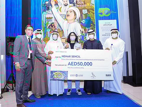 ‘History of the Future’ mural comprises details that translate the UAE's 50 years of achievements