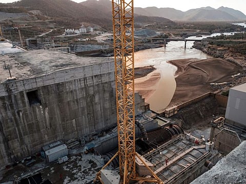 A general view of the Blue Nile river as it passes through the Grand Ethiopian Renaissance Dam (GERD), near Guba in Ethiopia, in a 2019 file photo..