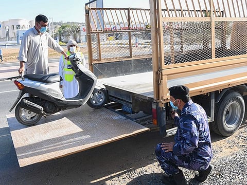 A scooter being confiscated by Ras Al Khaimah Police.