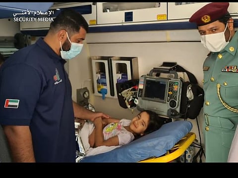 Screengrab from Security Media video showing the girl who was rescued from a well in Dibba Al Fujairah on Monday
