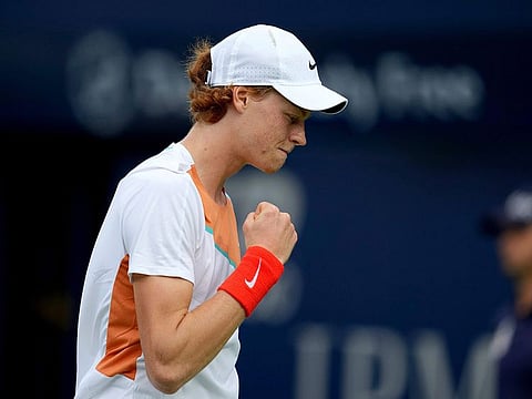 Jannik Sinner during the win over Alejandro Davidovich Fokina at the Dubai Duty Free Tennis Championships
