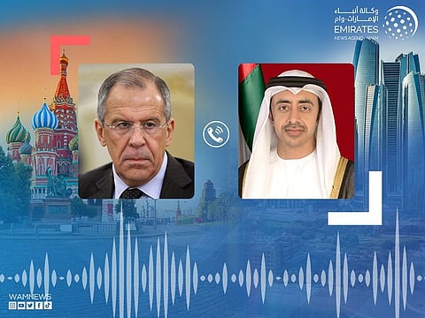 Sheikh Abdullah bin Zayed Al Nahyan and Sergey Lavrov discussed friendly relations and strategic partnerships between the two countries during a telephonic conversation today.
