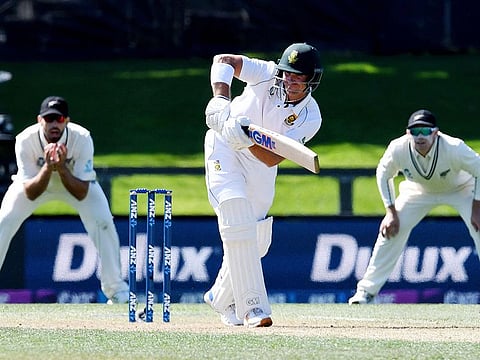 South Africa's Sarel Erwee plays a shot on the on side during first day of the second Test against New Zealand at Hagley Oval in Christchurch.