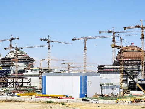 The photo shows the construction of the K-2 and K-3 nuclear power plants near Karachi, Pakistan.