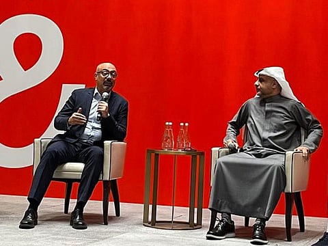 Jassem Mohamed Bu Ataba Alzaabi (right), Chairman of e& and Hatem Dowidar, Group CEO on Sunday unveiled unveiled a comprehensive plan to drive the company's transformation as a global technology leader.