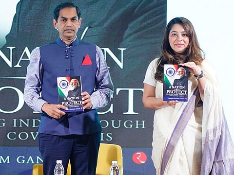 Sunjay Sudhir, Indian Ambassador to the UAE, with Priyam Gandhi-Mody, author of A Nation to Protect: Leading India Through the COVID Crisis