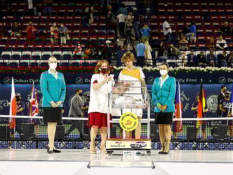 ATP Dubai Duty Free Tennis Championship. DDF Millionaire’s draw after the final between Andrey Rublev (RUS) and Jiri Vesely (CZE) ,at the Tennis Stadium, 26th February 2022, Dubai, United Arab Emirates.