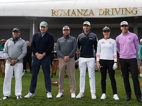 Nick Faldo with Rafa Cabrera Bello at Rumanza Golf & Country Club