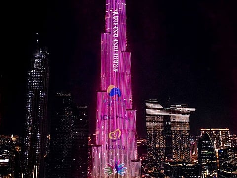Burj Khalifa lit up to mark Rare Disease Day 2022.