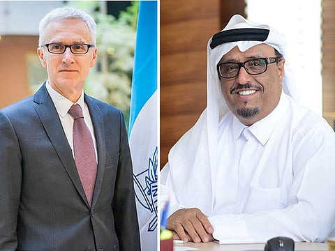 Jurgen Stock and Lt General Dhahi Khalfan Tamim.